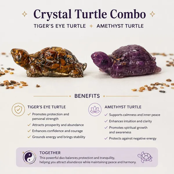 Agatesaura_Arunangshu_Spiritual_Triple_Protection_&_Amethyst_Tortoise_Combo_Decorative_Showpiece__-__4_cm_(Crystal,_Multicolor)