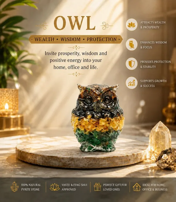 Agatesaura_Combo_of_Big_Money_Magnet_Owl,_Small_Owl_&_Money_Magnet_Tortoise_Decorative_Showpiece__-__4_cm_(Crystal,_Multicolor)