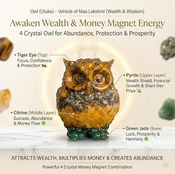 Agatesaura_Combo_of_Big_Money_Magnet_Owl,_Small_Owl_&_Money_Magnet_Tortoise_Decorative_Showpiece__-__4_cm_(Crystal,_Multicolor)
