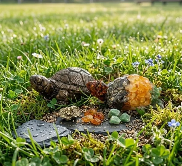 Agatesaura_MONEY_MAGNET_+_PYRITE_TORTOISE_PACK_OF_2_Decorative_Showpiece__-__3.5_cm_(Crystal,_Multicolor)