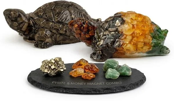 Agatesaura_MONEY_MAGNET_+_PYRITE_TORTOISE_PACK_OF_2_Decorative_Showpiece__-__3.5_cm_(Crystal,_Multicolor)