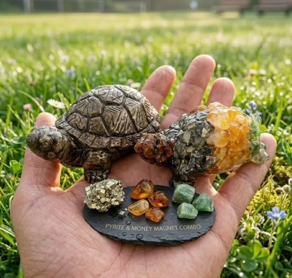 Agatesaura_PYRITE_/_MONEY_MAGNET_TORTOISE_PACK_OF_2PC_Z_Decorative_Showpiece__-__2.5_cm_(Crystal,_Multicolor)