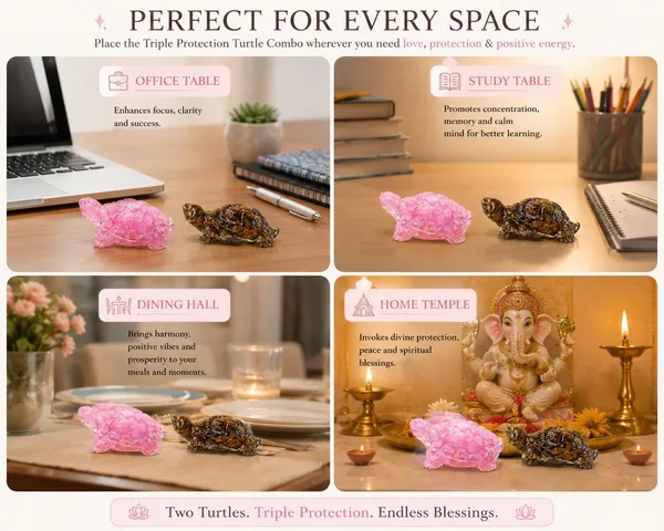 Agatesaura_Arunangshu_Spiritual_Rose_Quartz_Tortoise_&_Triple_Protection_Tortoise_Combo_Decorative_Showpiece__-__3_cm_(Crystal,_Pink,_Brown)