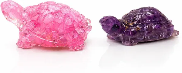 Agatesaura_Arunangshu_Spiritual_Amethyst_Tortoise_&_Rose_Quartz_Tortoise_Combo_Decorative_Showpiece__-__3_cm_(Crystal,_Pink)
