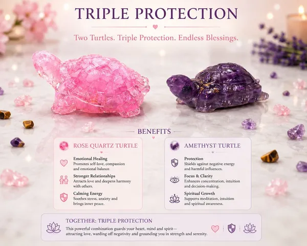 Agatesaura_Arunangshu_Spiritual_Amethyst_Tortoise_&_Rose_Quartz_Tortoise_Combo_Decorative_Showpiece__-__3_cm_(Crystal,_Pink)