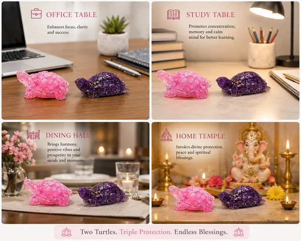 Agatesaura_Arunangshu_Spiritual_Amethyst_Tortoise_&_Rose_Quartz_Tortoise_Combo_Decorative_Showpiece__-__3_cm_(Crystal,_Pink)