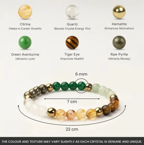 Agatesaura_Rudrakesha_Pyrite_Tortoise_and_Dhan_Yog_Bracelet_Combo_Decorative_Showpiece__-__7_cm_(Crystal,_Multicolor)