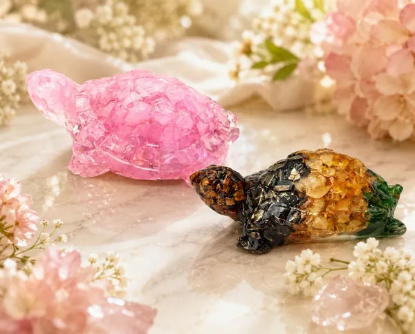 Agatesaura_Arunangshu_Spiritual_Rose_Quartz_&_Money_Magnet_Tortoise_Combo_Decorative_Showpiece__-__4_cm_(Crystal,_Multicolor)