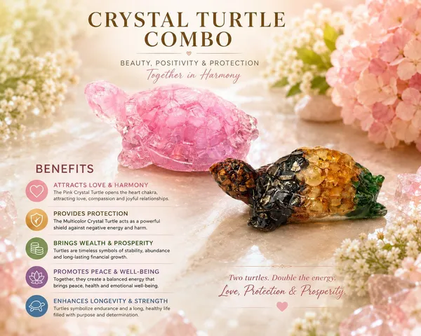 Agatesaura_Arunangshu_Spiritual_Rose_Quartz_&_Money_Magnet_Tortoise_Combo_Decorative_Showpiece__-__4_cm_(Crystal,_Multicolor)