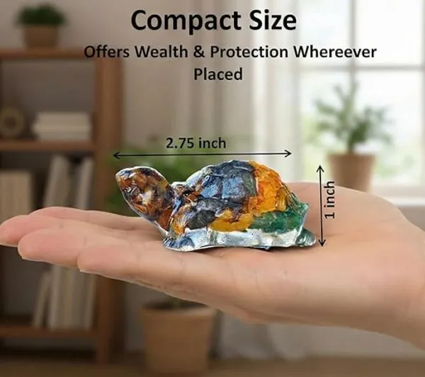 Agatesaura_Arunangshu_Spiritual_Money_Magnet_Tortoise_&_Triple_Protection_Tortoise_Combo_Decorative_Showpiece__-__4_cm_(Crystal,_Multicolor)