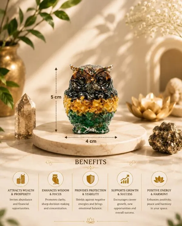 Agatesaura_Arunangshu_Spiritual_|_Home_Decor_|_Money_Magnet_Owl_&_Money_Magnet_Tortoise_Decorative_Showpiece__-__5_cm_(Crystal,_Multicolor)