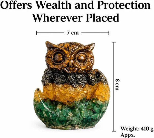 Agatesaura_Rudrakesha_Money_Magnet_Big_&_Small_Owl_&_Pyrite_Tortoise_Combo_Decorative_Showpiece__-__7_cm_(Crystal,_Multicolor)