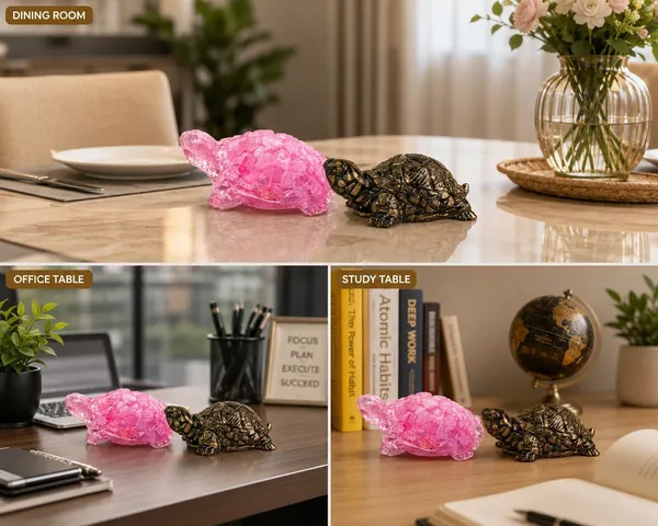 Agatesaura_Arunangshu_Spiritual_Pyrite_Tortoise_&_Rose_Quartz_Tortoise_Combo_Decorative_Showpiece__-__3_cm_(Crystal,_Beige,_Pink)