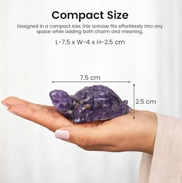 Agatesaura_Arunangshu_Spiritual_Pyrite_&_Amethyst_gemstone_tortoise_combo_Decorative_Showpiece__-__3_cm_(Crystal,_Beige,_Blue)