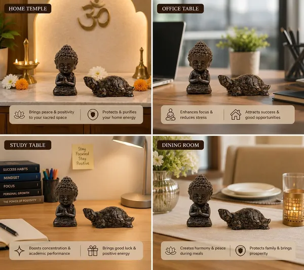Agatesaura_Rudrakesha_Pyrite_Dust_Buddha_&_Pyrite_Tortoise_Combo_Decorative_Showpiece__-__7_cm_(Crystal,_Black)
