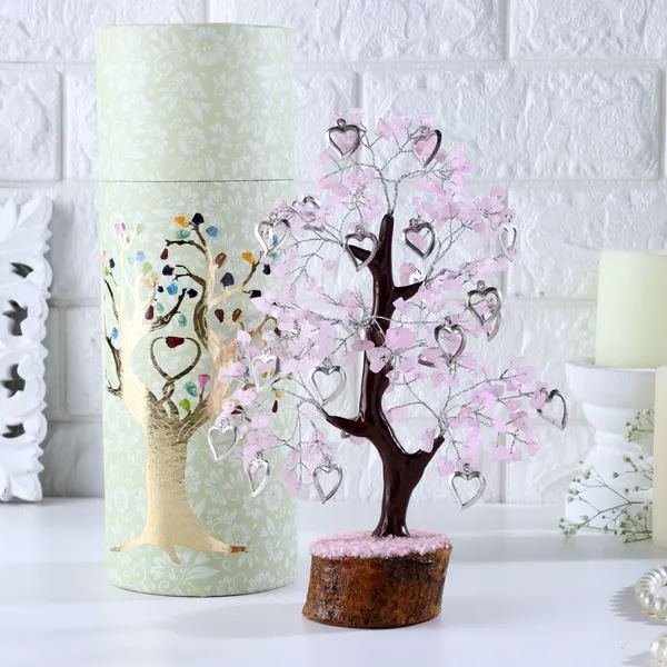 Multiagate_Rose_Quartz_Heart_Locket_Crystal_Tree_Decorative_Showpiece__-__28_cm_(Crystal,_Pink)