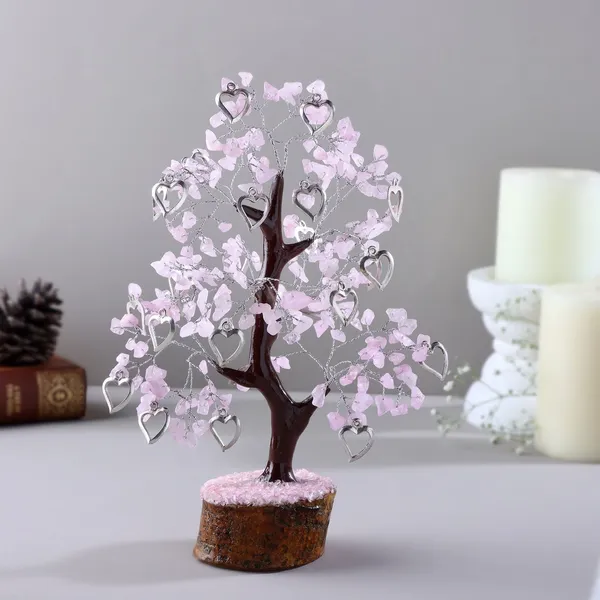 Multiagate_Rose_Quartz_Heart_Locket_Crystal_Tree_Decorative_Showpiece__-__28_cm_(Crystal,_Pink)