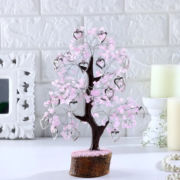 Multiagate_Rose_Quartz_Heart_Locket_Crystal_Tree_Decorative_Showpiece__-__28_cm_(Crystal,_Pink)