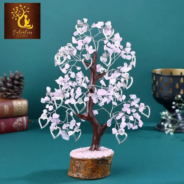 Multiagate_Rose_Quartz_Heart_Locket_Crystal_Tree_Decorative_Showpiece__-__28_cm_(Crystal,_Pink)