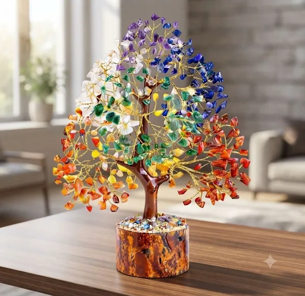 Multiagate_7_Chakra_Crystal_Tree_200_Beads_Good_Luck_Positive_Energy_Showpiece_Home_Office_Decorative_Showpiece__-__12_cm_(Crystal,_Stone,_Wood,_Multicolor)