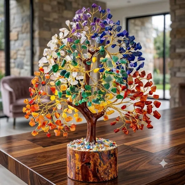 Multiagate_7_Chakra_Crystal_Tree_200_Beads_Good_Luck_Positive_Energy_Showpiece_Home_Office_Decorative_Showpiece__-__12_cm_(Crystal,_Stone,_Wood,_Multicolor)