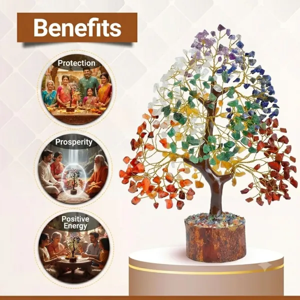 Multiagate_7_Chakra_Crystal_Tree_200_Beads_Good_Luck_Positive_Energy_Showpiece_Home_Office_Decorative_Showpiece__-__12_cm_(Crystal,_Stone,_Wood,_Multicolor)