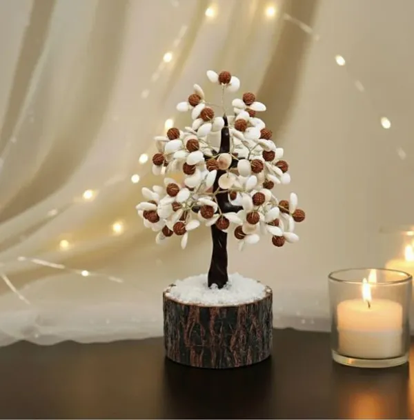 Multiagate_Gomati_Chakra_With_Rudraksha_Tree_Home_Decor_Good_LuckPositive_Energy_200_Beads_Decorative_Showpiece__-__8_cm_(Wood,_Multicolor)