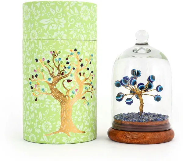 Multiagate_Evil_Eye_Wish_Tree_in_Glass_Dome_-_Spiritual_Home_Decorative_Showpiece__-__12_cm_(Glass,_Stone,_Wood,_Crystal,_Multicolor)