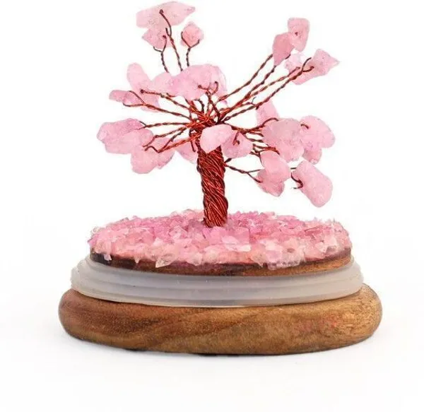 Multiagate_Rose_Quartz_Wish_Tree_in_Glass_Dome_-_Spiritual_Home_Decorative_Showpiece__-__12_cm_(Glass,_Stone,_Wood,_Crystal,_Pink)