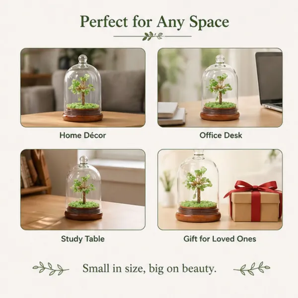 Multiagate_Green_Aventurine_Crystal_Dome_Tree_for_Home_&_Office_Decor_Decorative_Showpiece__-__12_cm_(Glass,_Stone,_Wood,_Crystal,_Multicolor)