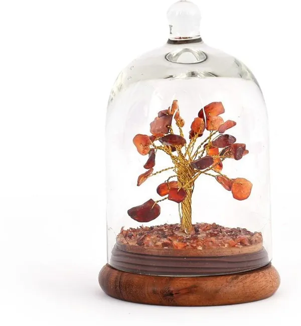 Multiagate_Green_Aventurine_Glass_Dome_Wish_Tree_Decorative_Showpiece__-__12_cm_(Glass,_Stone,_Wood,_Crystal,_Multicolor)