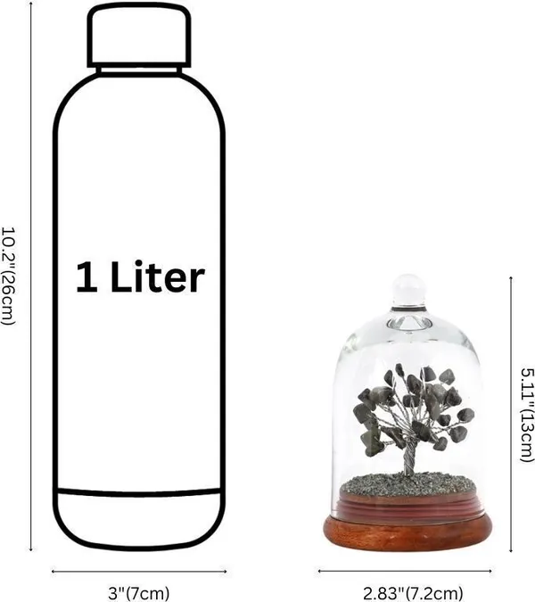 Multiagate_Pyrite_Wish_Tree_in_Glass_Dome_-_Spiritual_Home_Decorative_Showpiece__-__7_cm_(Glass,_Stone,_Wood,_Crystal,_Black)