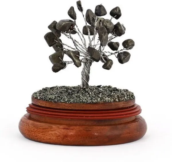 Multiagate_Pyrite_Wish_Tree_in_Glass_Dome_-_Spiritual_Home_Decorative_Showpiece__-__7_cm_(Glass,_Stone,_Wood,_Crystal,_Black)