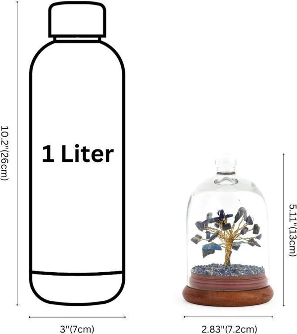 Multiagate_Lapis_Lazuli_Glass_Dome_Wish_Tree_Decorative_Showpiece__-__12_cm_(Glass,_Stone,_Wood,_Crystal,_Multicolor)