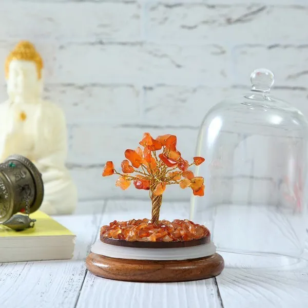 Multiagate_Carnelian_Crystal_Dome_Wish_Tree_Decorative_Showpiece__-__12_cm_(Glass,_Stone,_Wood,_Crystal,_Orange,_Multicolor)