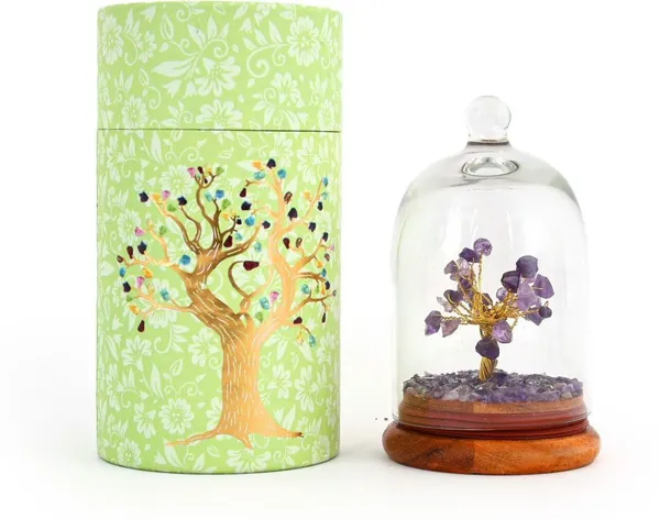 Multiagate_Amethyst_Wish_Tree_in_Glass_Dome_-_Spiritual_Home_Decorative_Showpiece__-__12_cm_(Glass,_Stone,_Wood,_Crystal,_Pink)