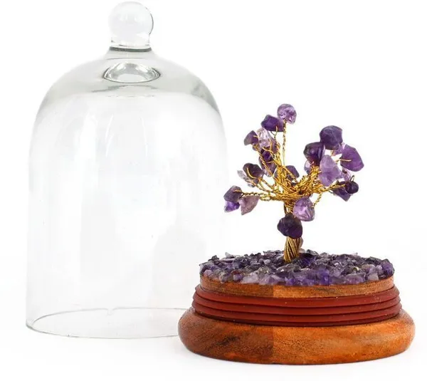 Multiagate_Amethyst_Wish_Tree_in_Glass_Dome_-_Spiritual_Home_Decorative_Showpiece__-__12_cm_(Glass,_Stone,_Wood,_Crystal,_Pink)