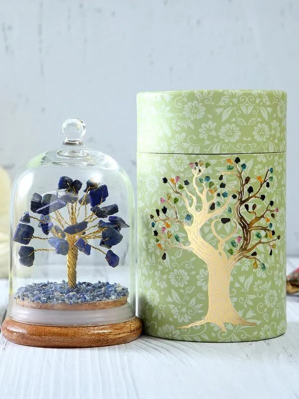 Multiagate_Lapis_Lazuli_Gemstone_Crystal_Dome_Wish_Tree_Decorative_Showpiece__-__12_cm_(Glass,_Stone,_Wood,_Crystal,_Blue,_Multicolor)