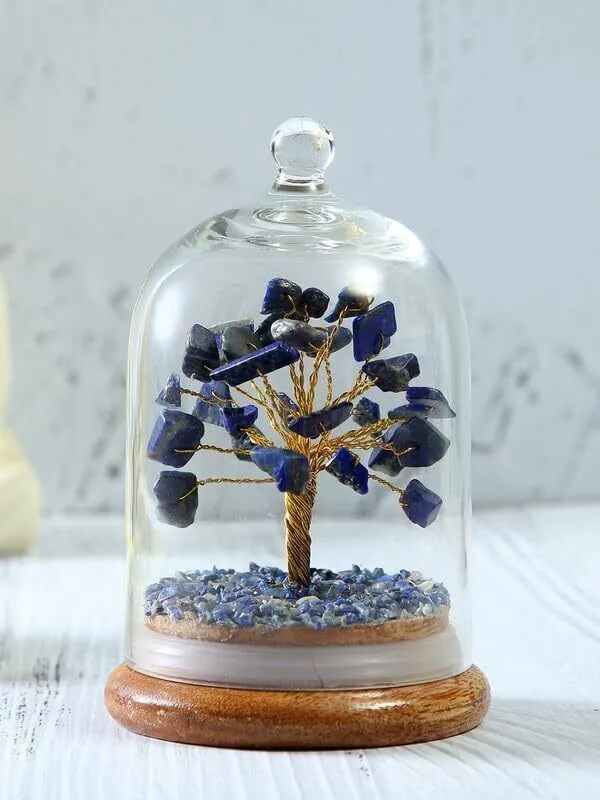 Multiagate_Lapis_Lazuli_Gemstone_Crystal_Dome_Wish_Tree_Decorative_Showpiece__-__12_cm_(Glass,_Stone,_Wood,_Crystal,_Blue,_Multicolor)