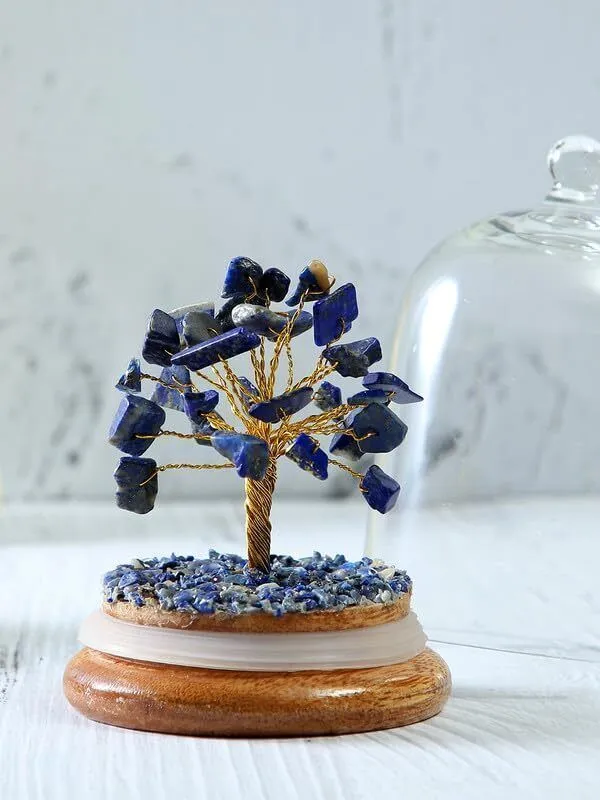 Multiagate_Lapis_Lazuli_Gemstone_Crystal_Dome_Wish_Tree_Decorative_Showpiece__-__12_cm_(Glass,_Stone,_Wood,_Crystal,_Blue,_Multicolor)