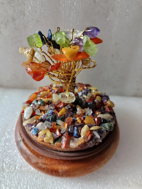 Multiagate_7_Chakra_Dome_Tree_for_your_Home_and_Offive_Decorative_Showpiece__-__15_cm_(Glass,_Stone,_Wood,_Crystal,_Multicolor)