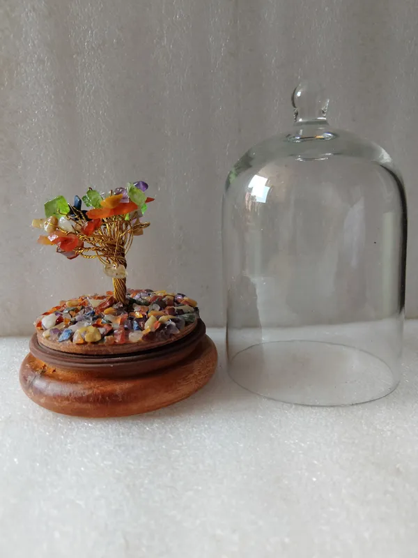 Multiagate_7_Chakra_Dome_Tree_for_your_Home_and_Offive_Decorative_Showpiece__-__15_cm_(Glass,_Stone,_Wood,_Crystal,_Multicolor)