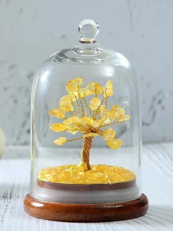 Multiagate_Citrine_Gemstone_Crystal_Dome_Wish_Tree_Decorative_Showpiece__-__12_cm_(Glass,_Stone,_Wood,_Crystal,_Yellow,_Multicolor)