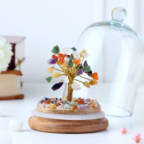 Multiagate_7_Chalra_Dome_Crystal_Tree_Decorative_Showpiece__-__12_cm_(Glass,_Stone,_Wood,_Crystal,_Multicolor)