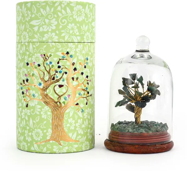 Multiagate_Green_Aventurine_Glass_Dome_Wish_Tree_Decorative_Showpiece__-__12.5_cm_(Glass,_Stone,_Wood,_Crystal,_Green)