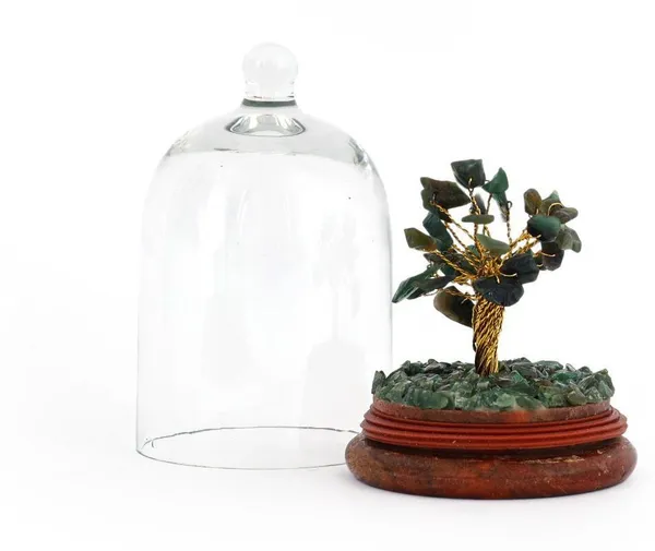 Multiagate_Green_Aventurine_Glass_Dome_Wish_Tree_Decorative_Showpiece__-__12.5_cm_(Glass,_Stone,_Wood,_Crystal,_Green)