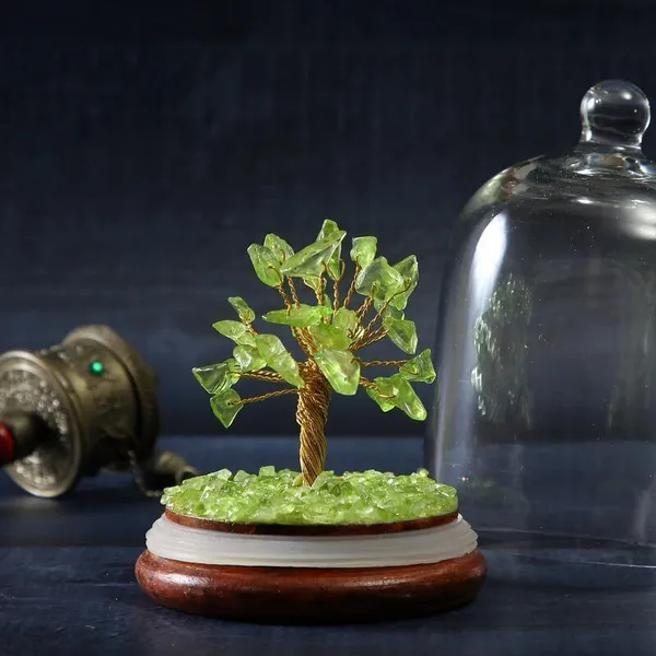 Multiagate_Peridot_Gemstone_Crystal_Dome_Wish_Tree_Decorative_Showpiece__-__12_cm_(Glass,_Stone,_Wood,_Crystal,_Orange,_Multicolor)