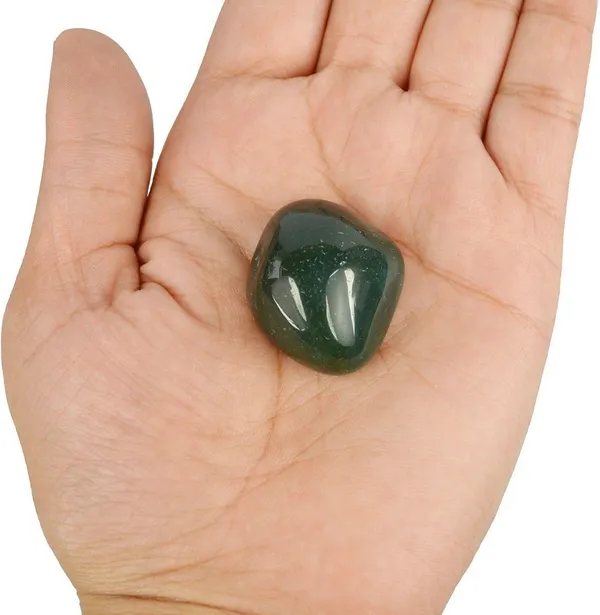 Multiagate_New-_88-Moss_Agate-Single-Tumble-Stone-1pc_(approx_15-30gm)_Regular_Asymmetrical_Crystal,_Quartz_Stone_(Green_1_Pieces)