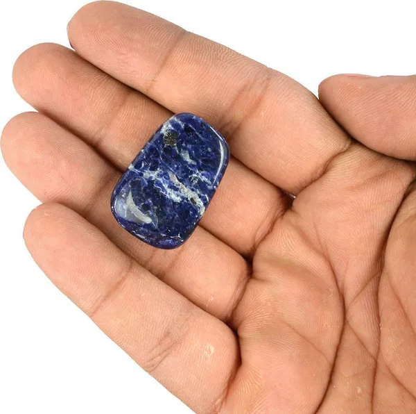 Multiagate_131-Sodalite_Superior-Single-Tumble-Stone-1pc_Polished_Asymmetrical_Crystal_Pebbles_(Blue_1_Pieces)