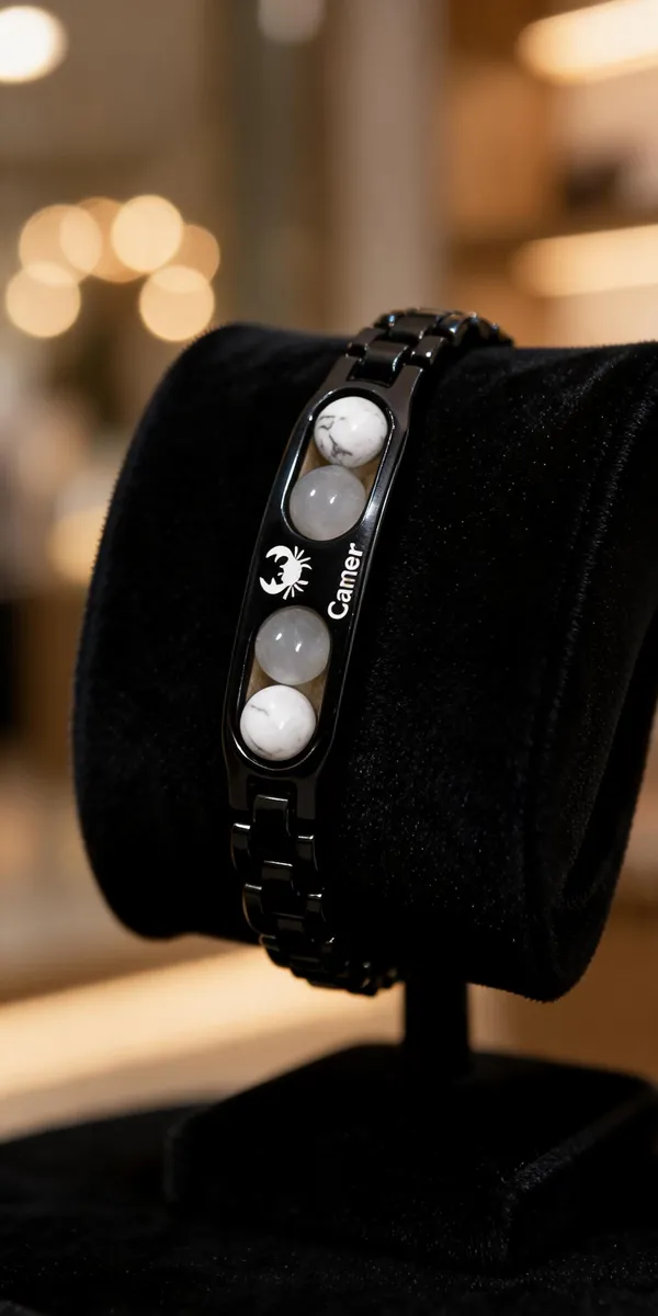 Black_Link_Chain_Cancer_Zodiac_Bracelet_For_Unisex